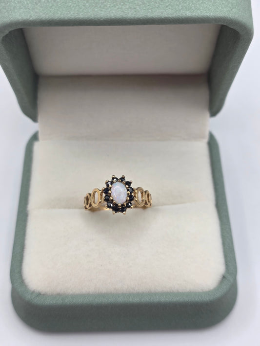 9ct gold opal and sapphire ring