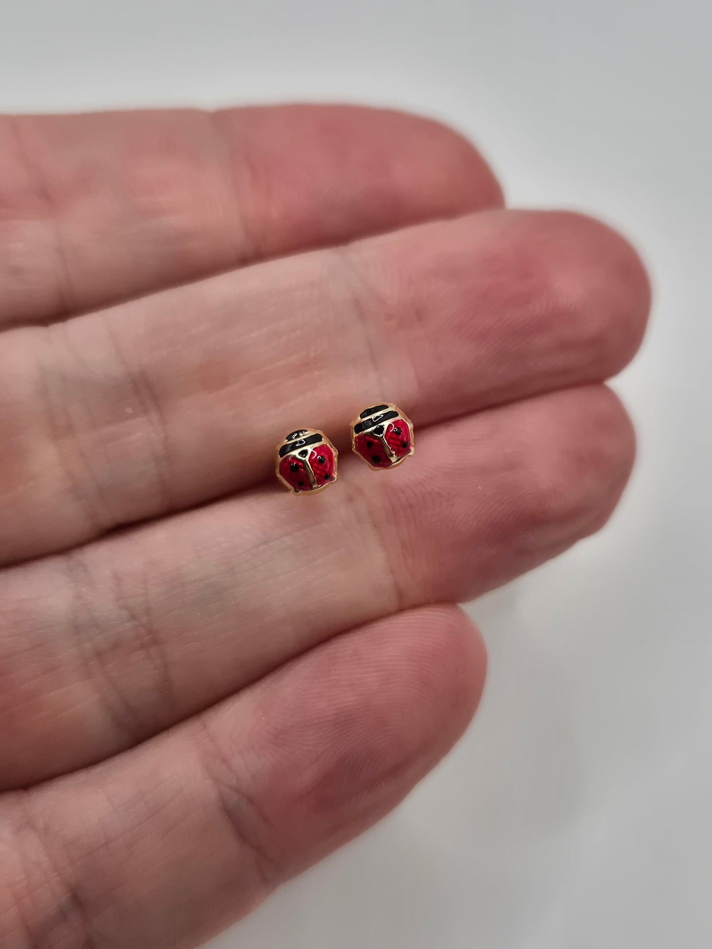 9ct gold lady bird earrings