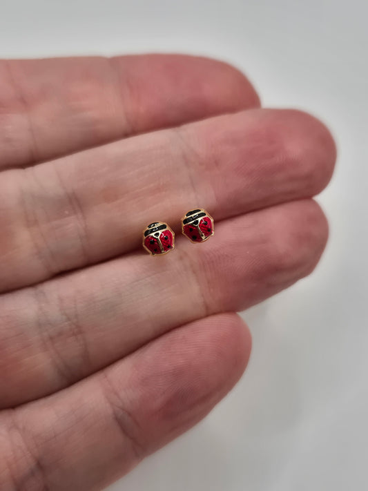 9ct gold lady bird earrings