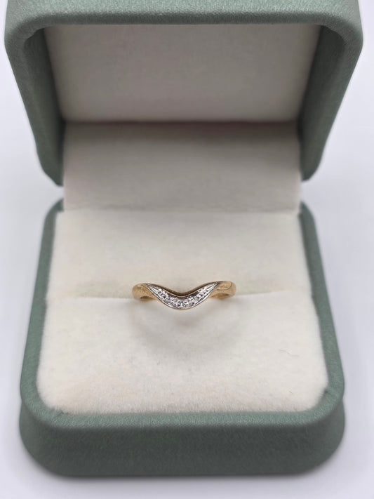 9ct gold diamond wishbone ring