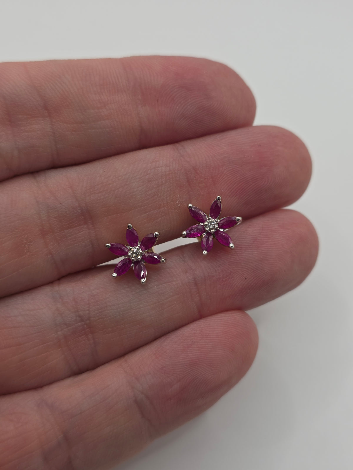 9ct gold ruby and diamond earrings