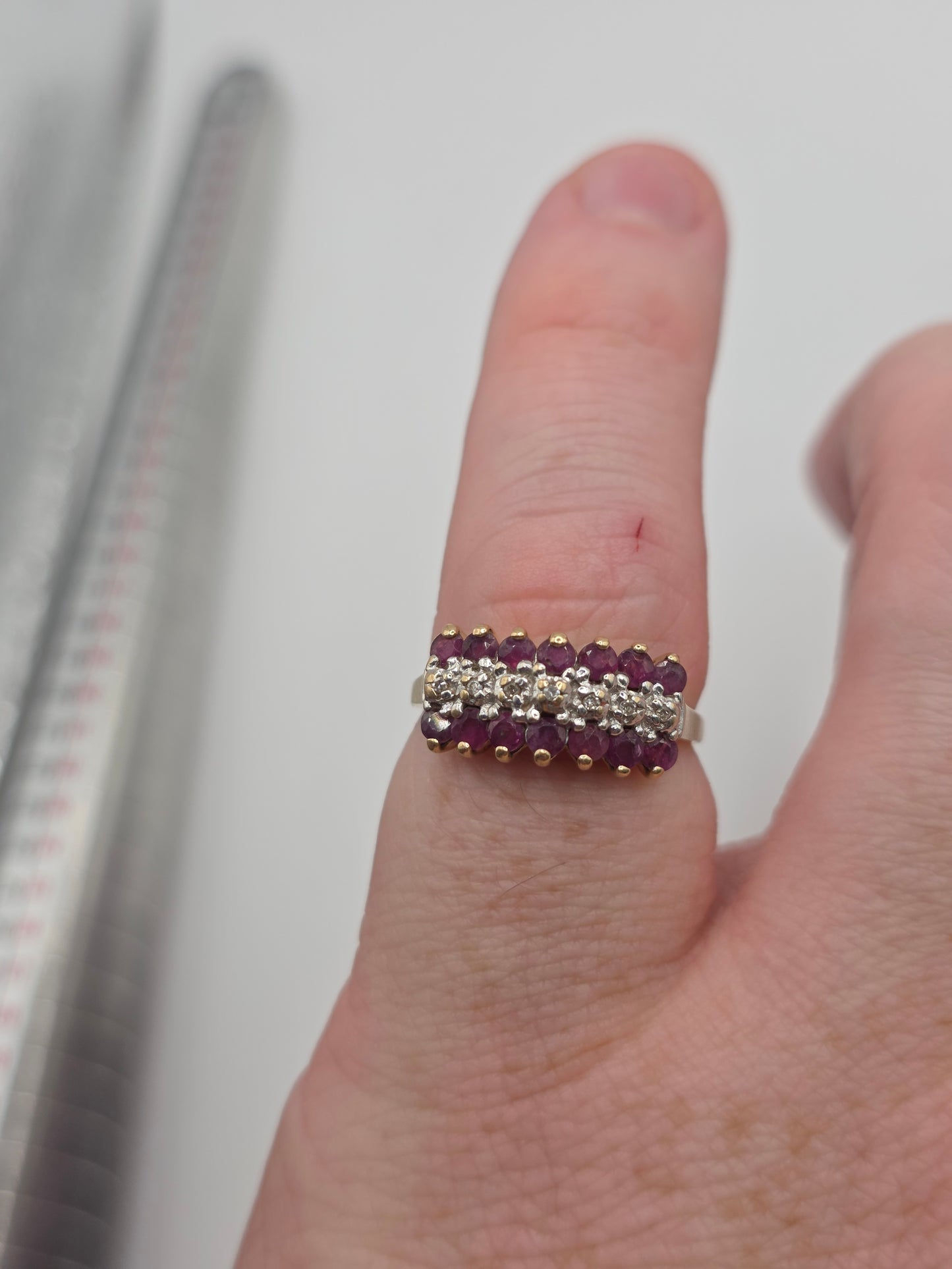 9ct gold ruby and diamond ring