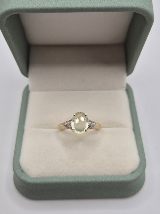 9ct gold prehnite ring