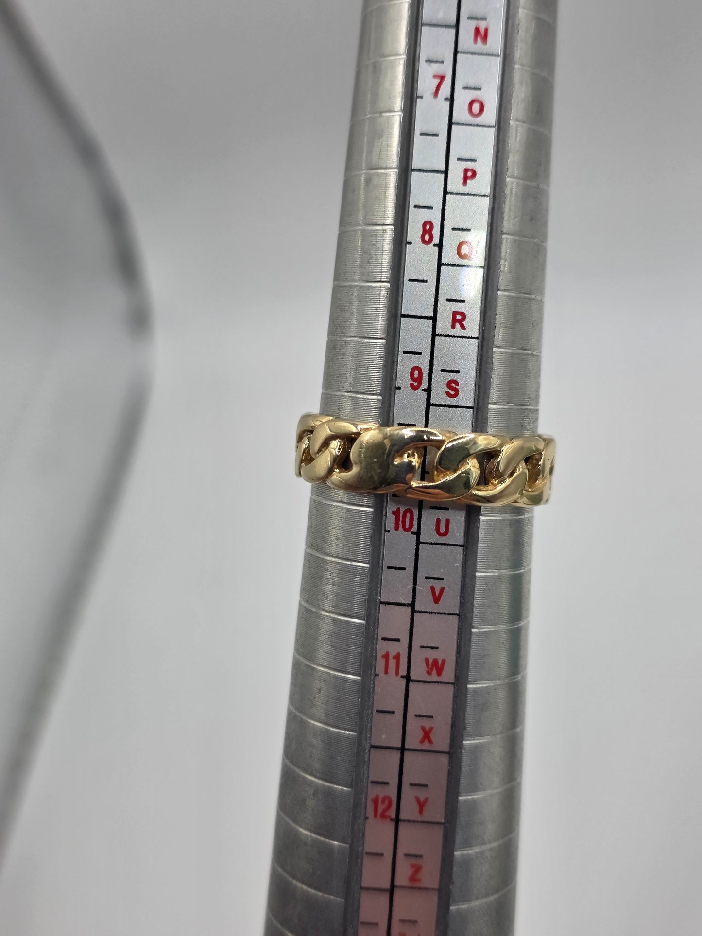 9ct gold diamond signet chain link ring