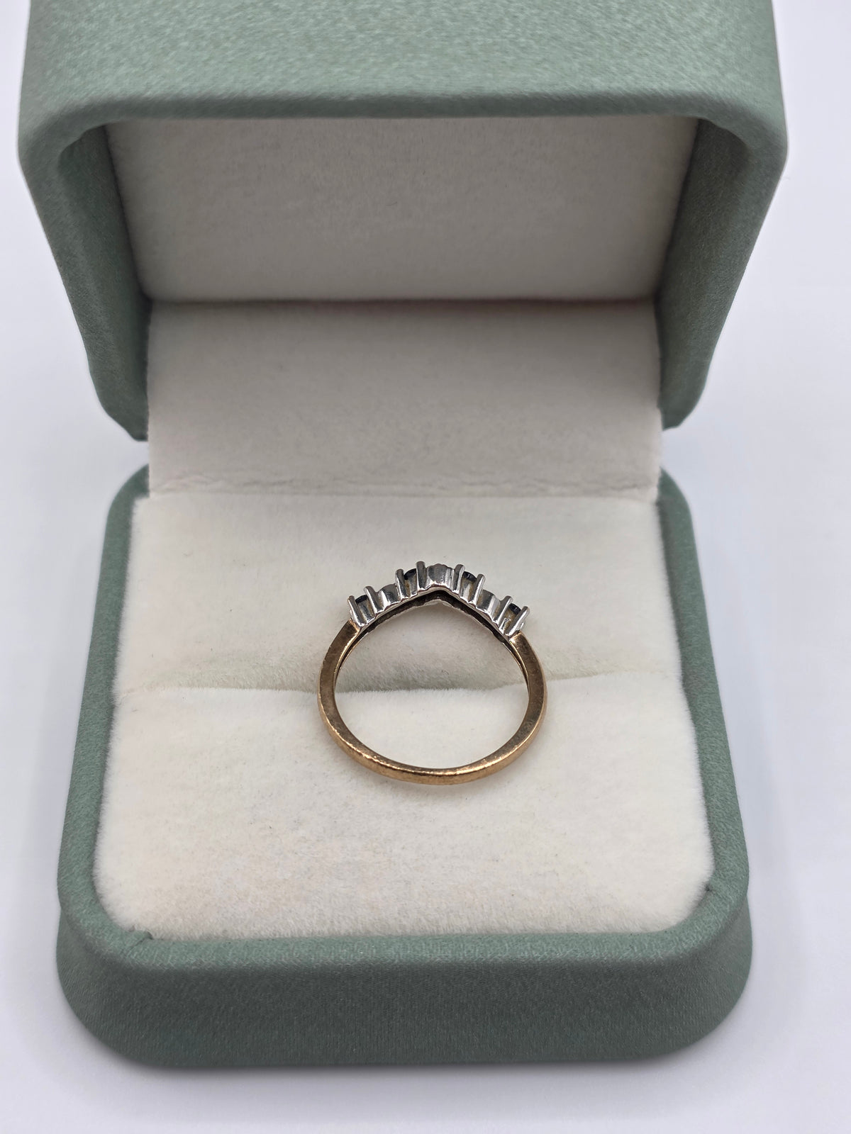 9ct gold sapphire and diamond wishbone ring