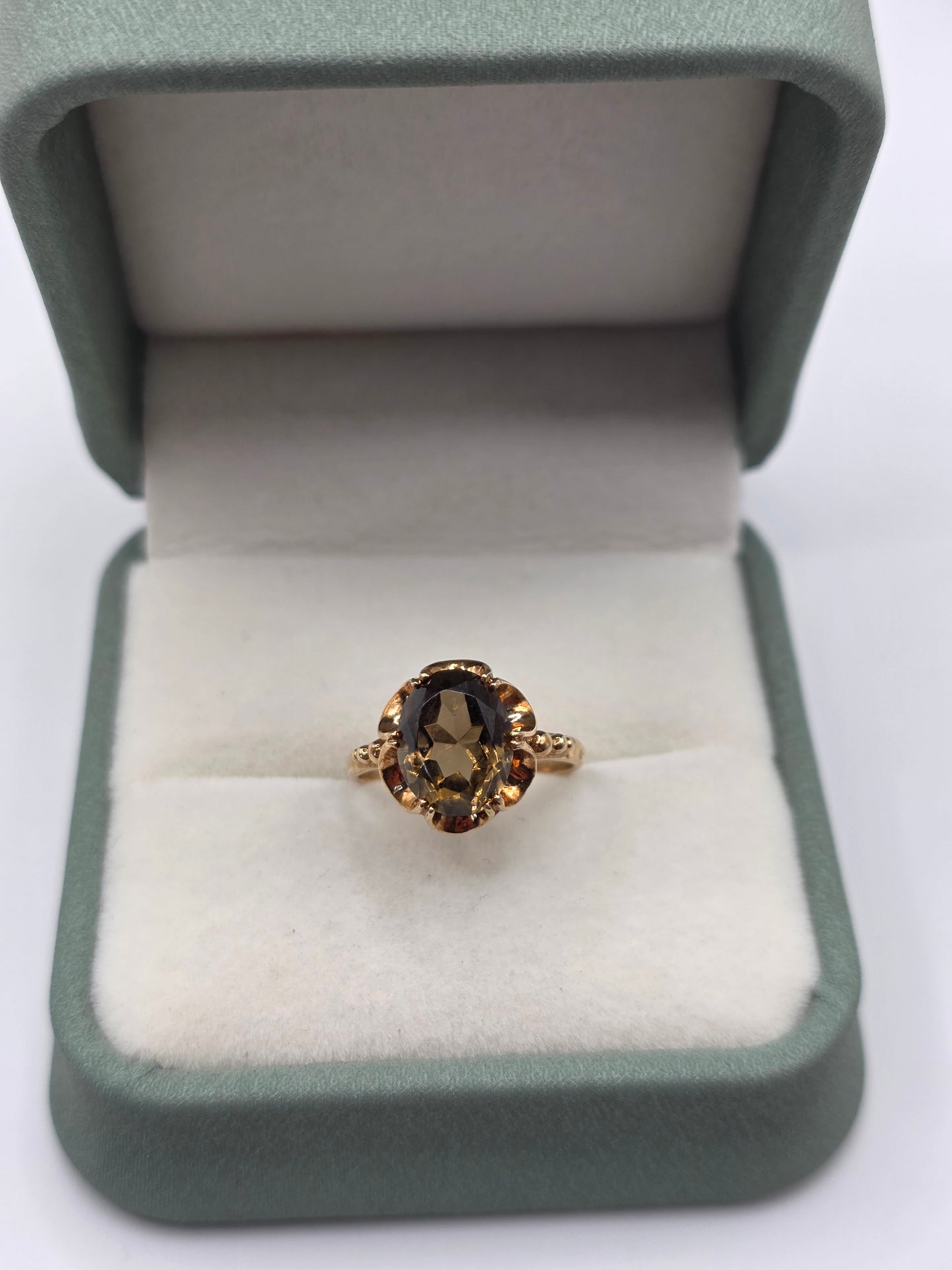 9ct rose gold smokey quartz ring