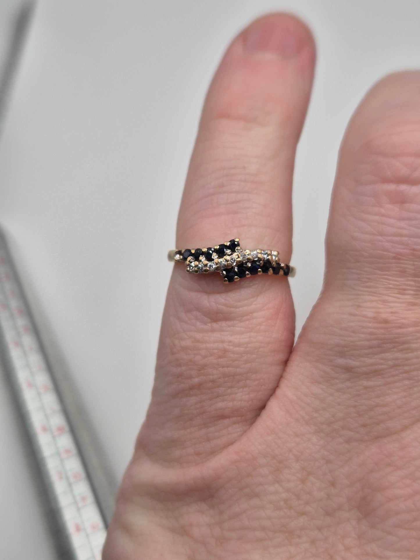 9ct gold sapphire and zircon ring
