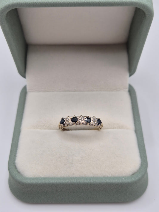 9ct gold sapphire and diamond ring