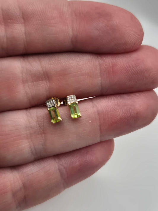9ct gold peridot and diamond earrings
