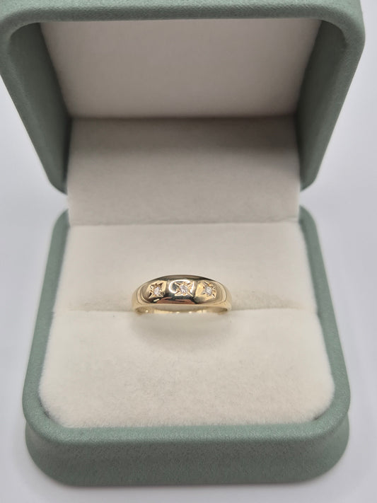 9ct gold diamond gypsy ring