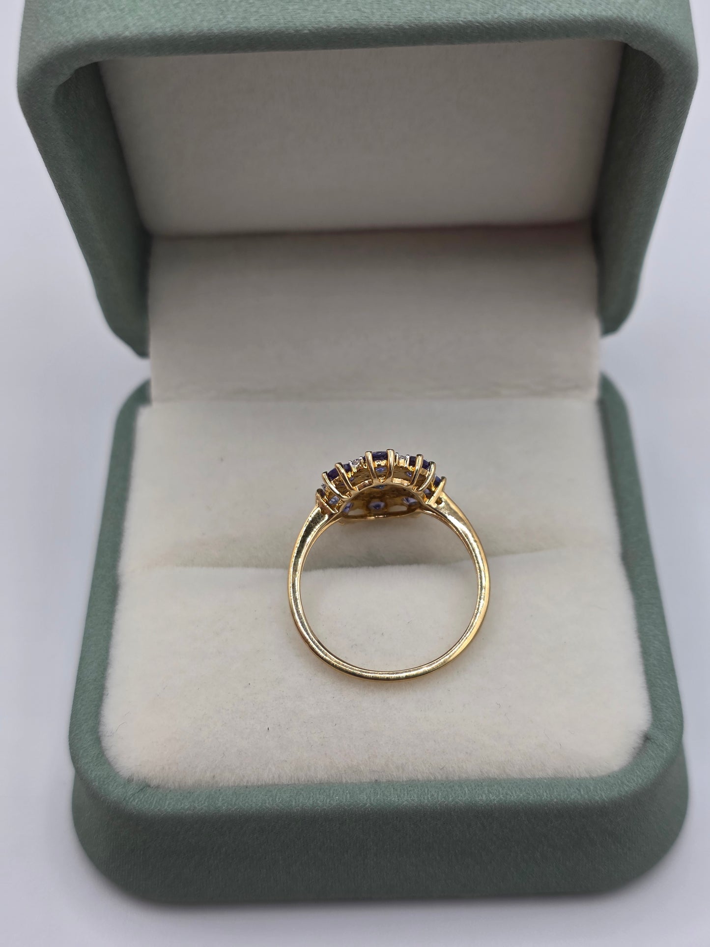 9ct gold iolite and diamond ring