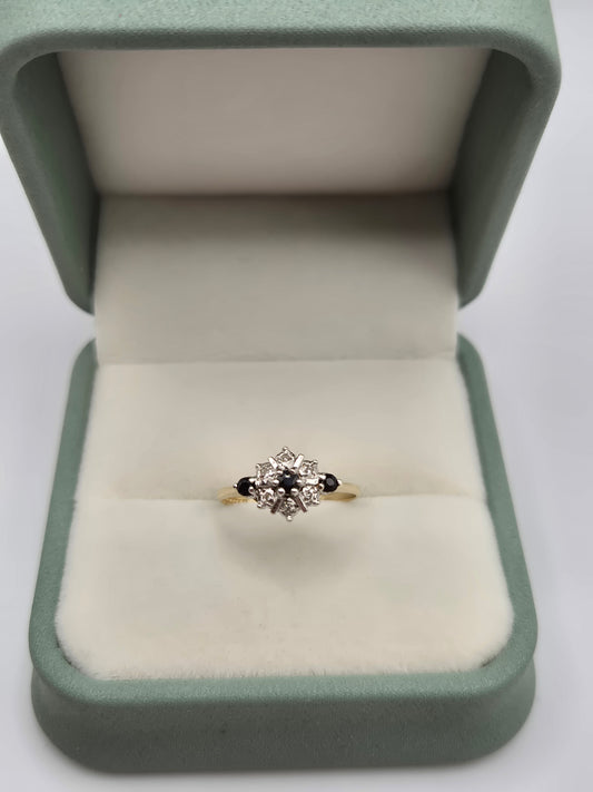 9ct gold sapphire and diamond ring