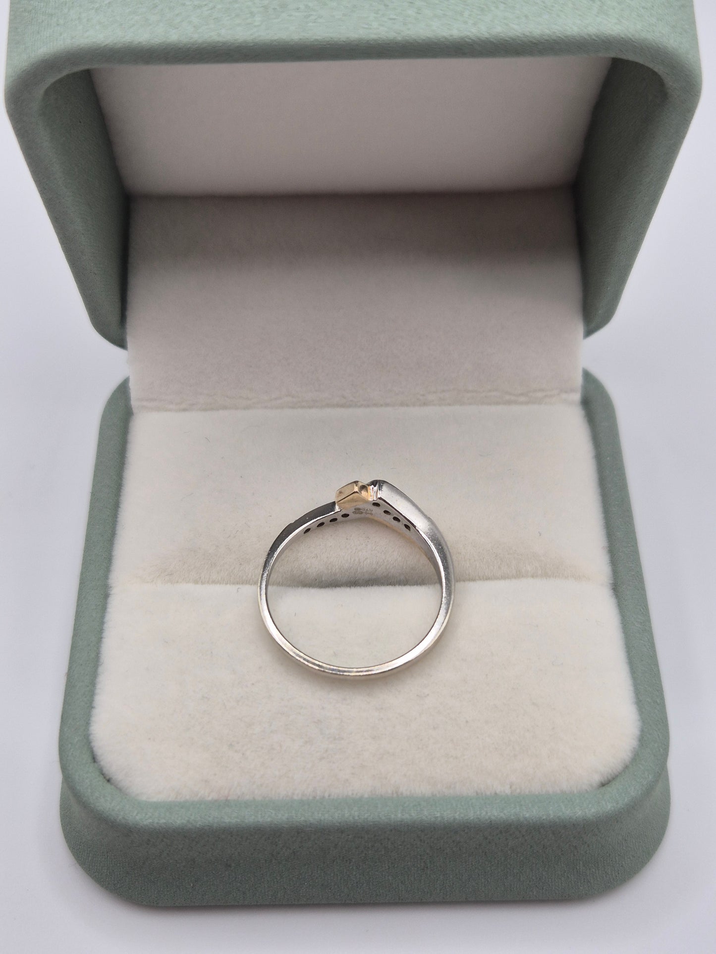 9ct two tone gold diamond wishbone ring