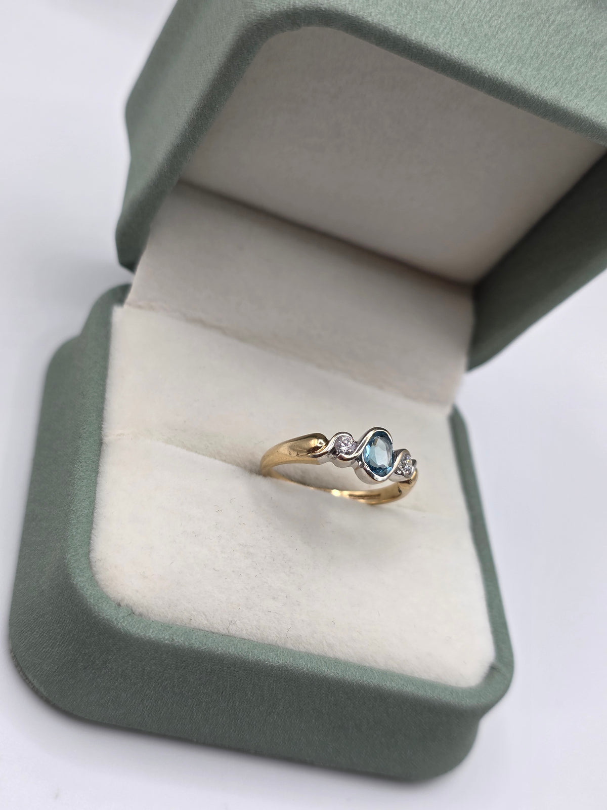 9ct two tone gold topaz and zircon ring