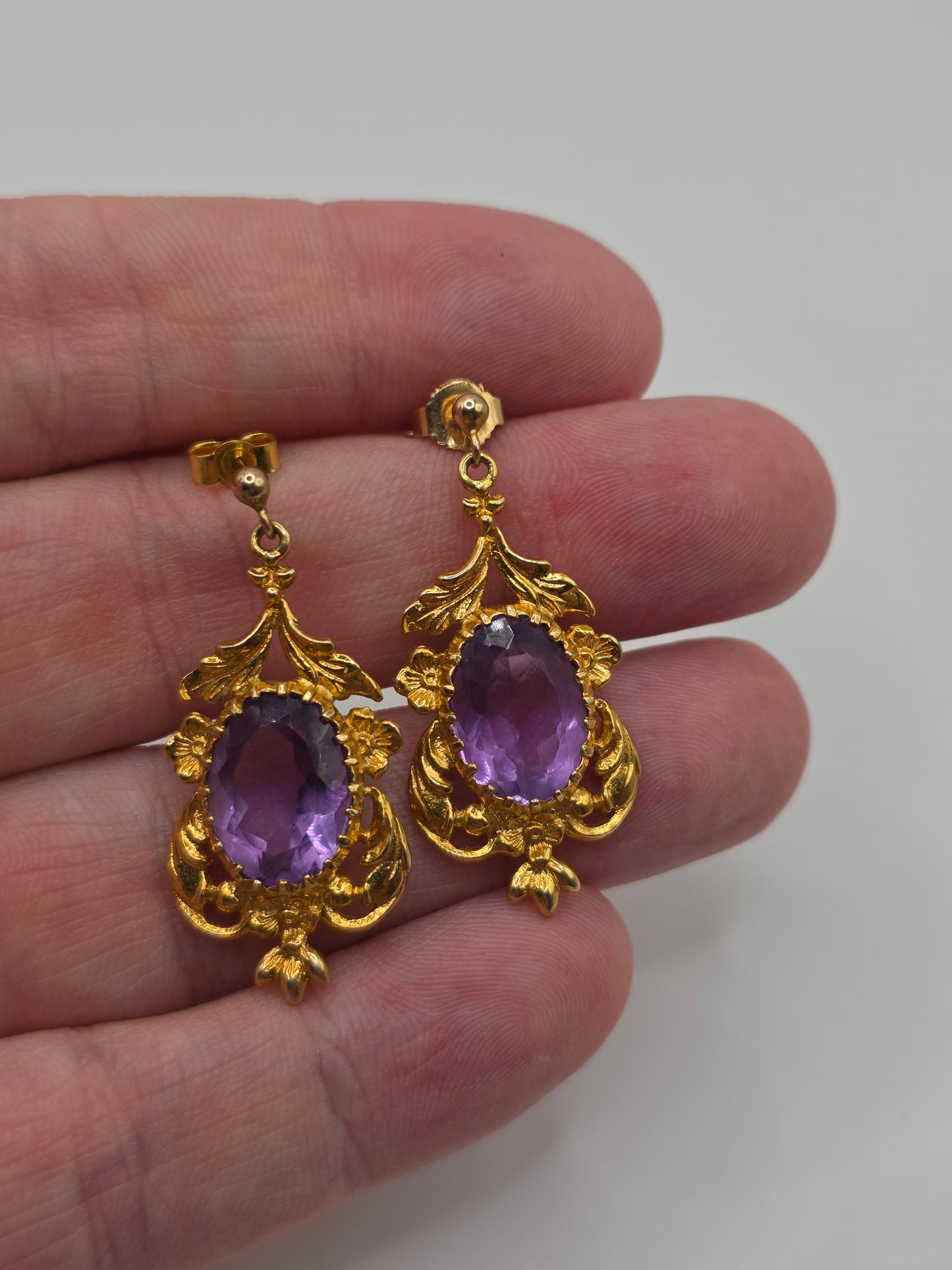9ct gold amethyst earrings
