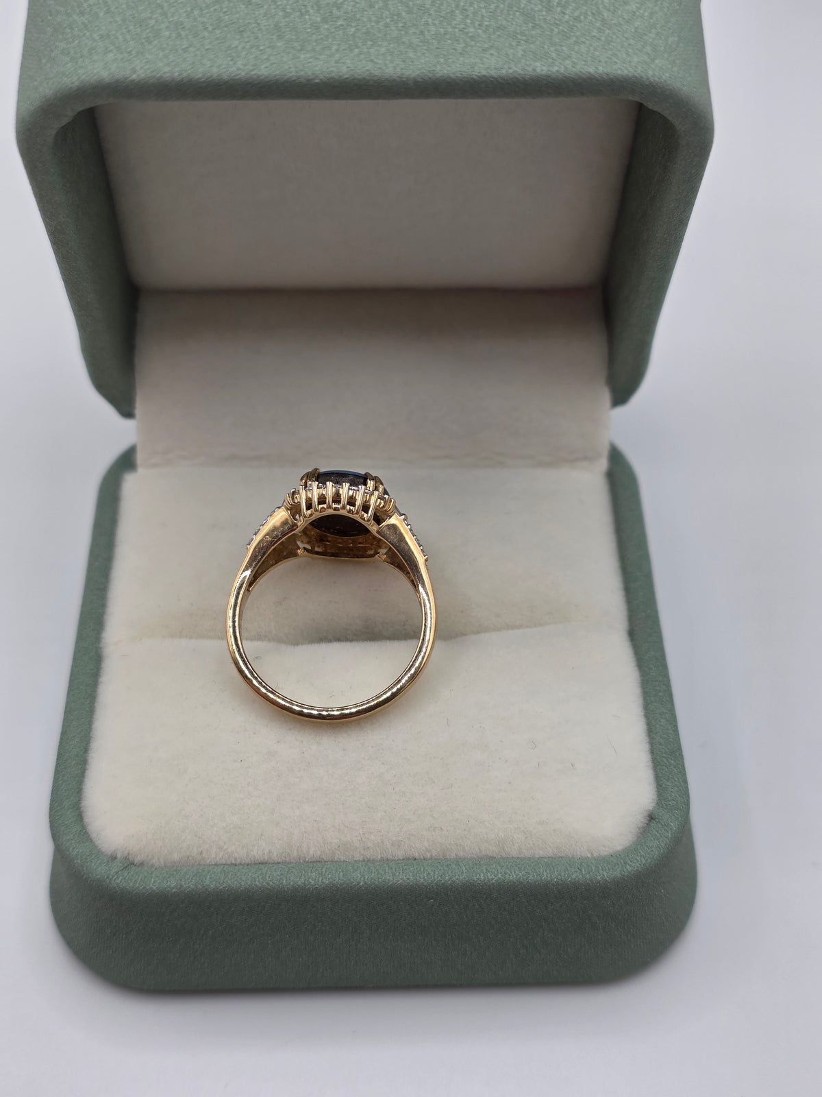 9ct gold opal doublet and zircon ring
