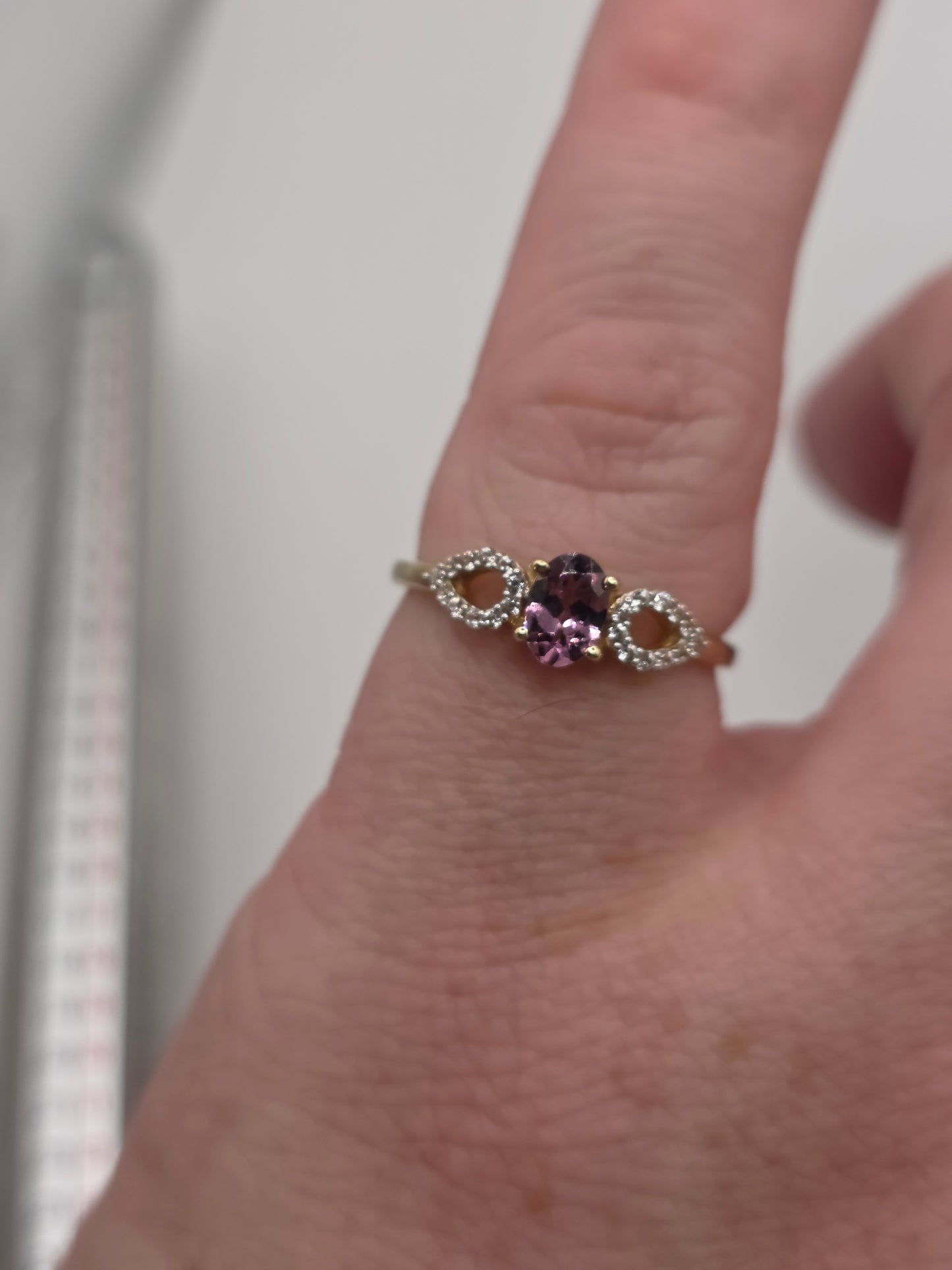 9ct gold tourmaline and zircon ring