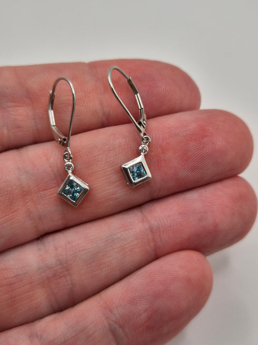9ct white gold topaz earrings