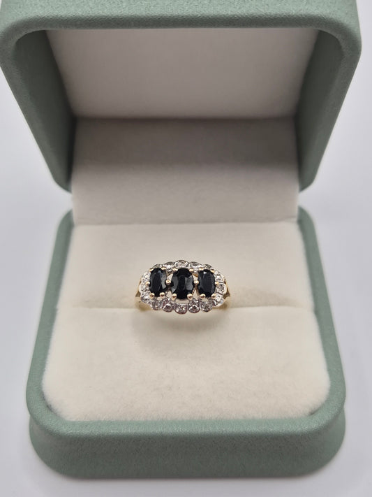 9ct gold sapphire and diamond ring
