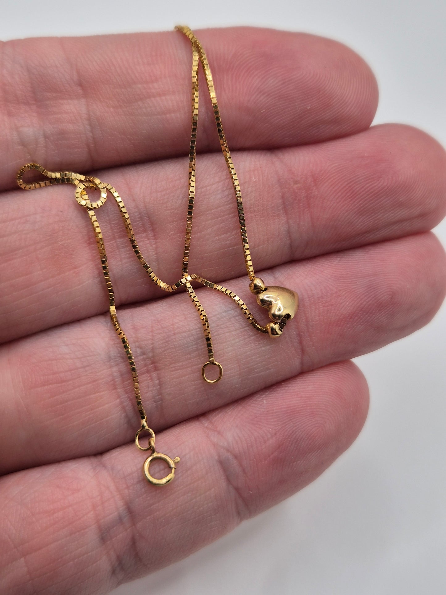 9ct gold heart box link anklet