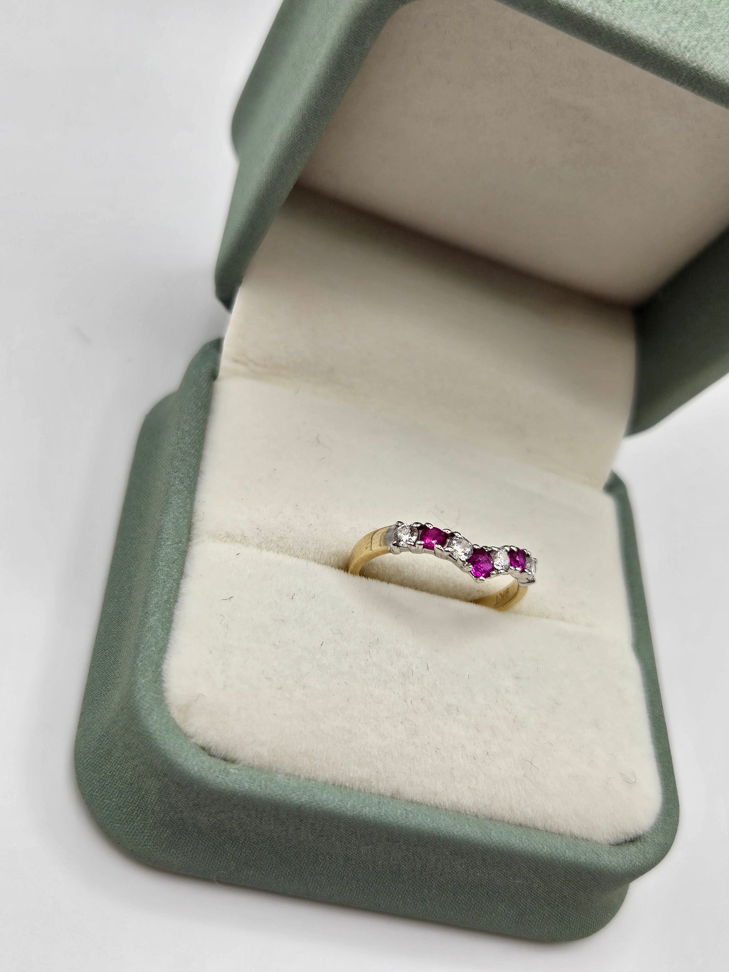 9ct gold ruby and cz ring