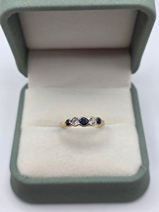 9ct gold sapphire and cz ring
