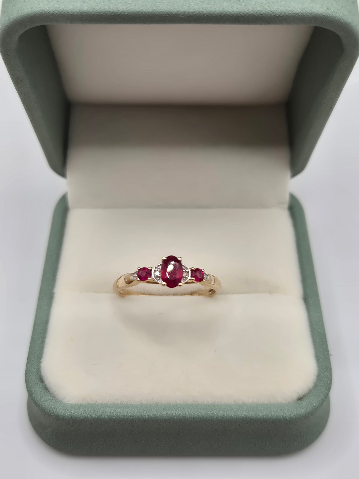9ct gold ruby and diamond ring