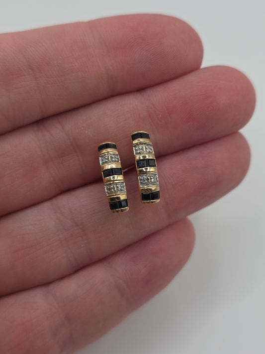 9ct gold sapphire and diamond earrings