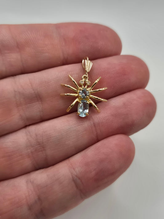 9ct gold topaz and diamond spider pendant