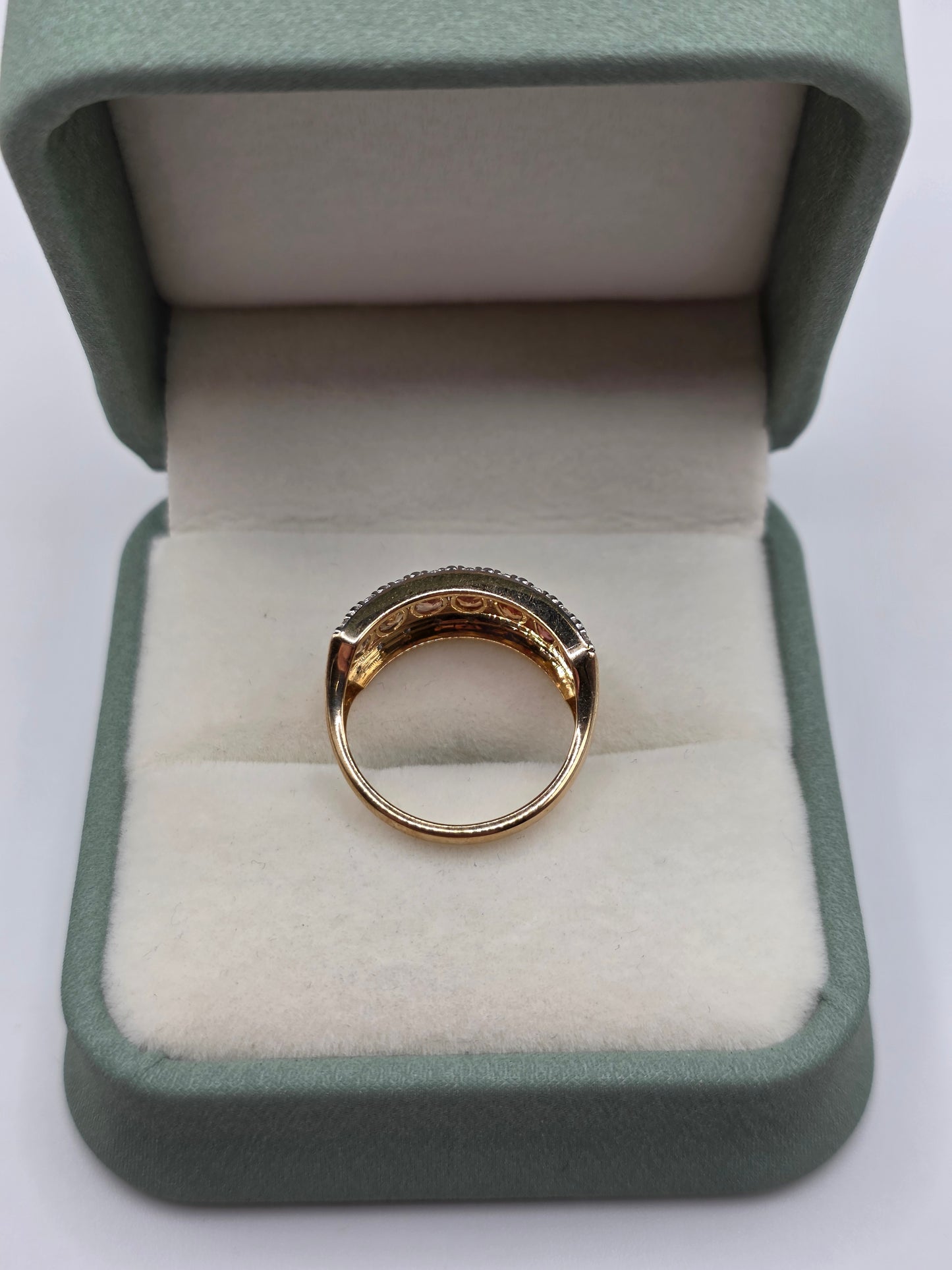 9ct gold orange sapphire and white topaz ring