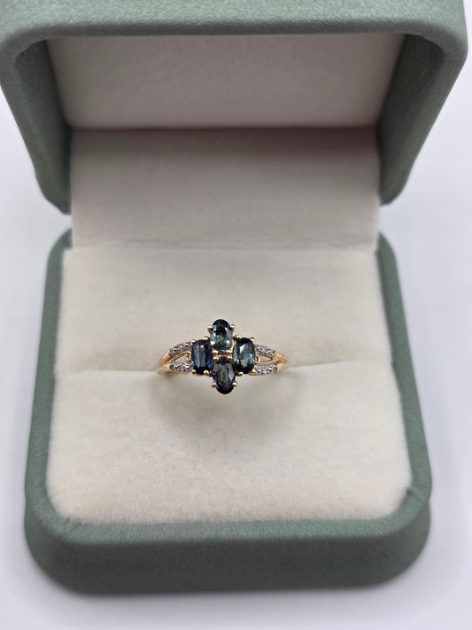 9ct gold alexandrite and diamond ring