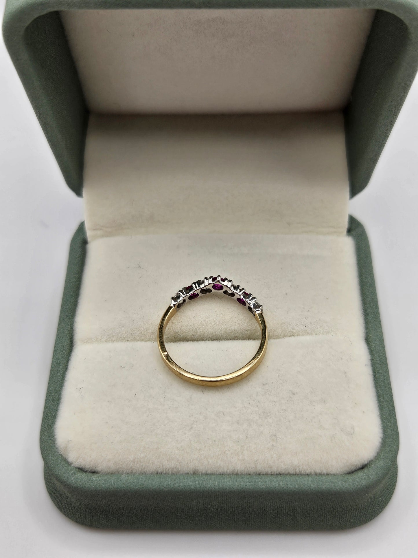 9ct gold ruby and cz ring