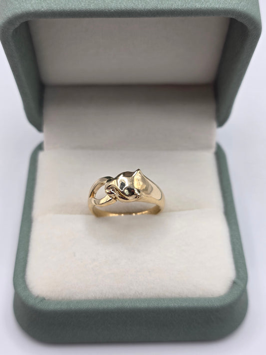 9ct gold panther ring