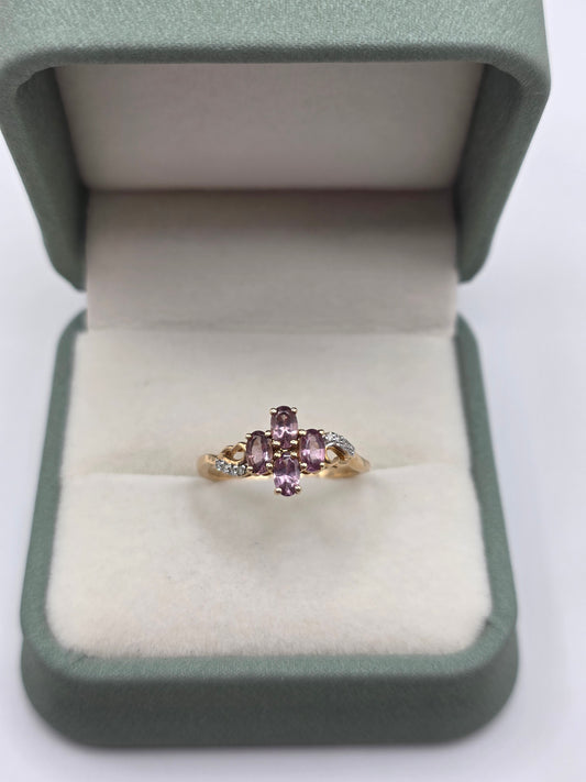 9ct gold spinel and diamond ring