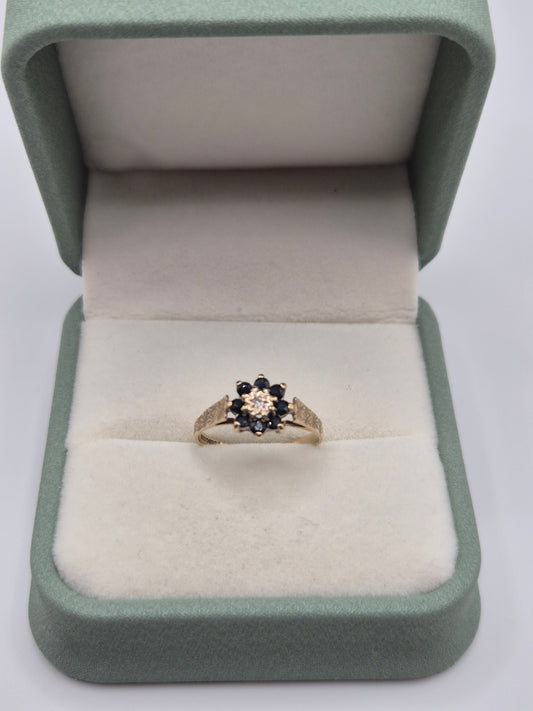 9ct gold sapphire and diamond ring