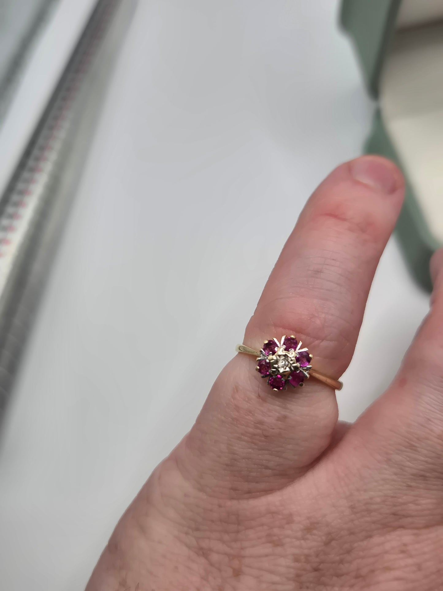 9ct gold ruby and diamond ring
