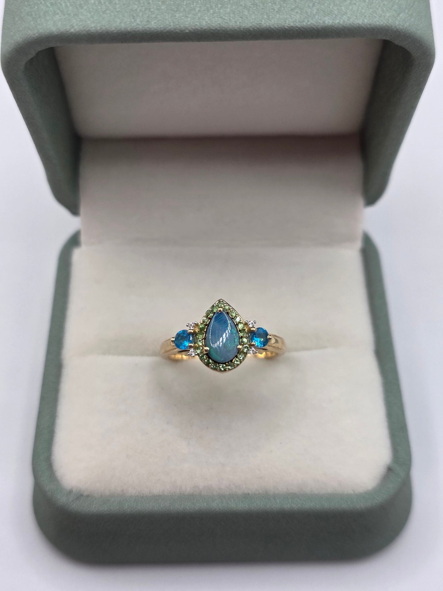 9ct gold opal double and multigem ring
