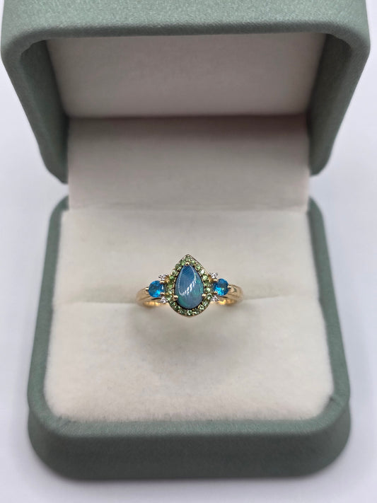 9ct gold opal double and multigem ring
