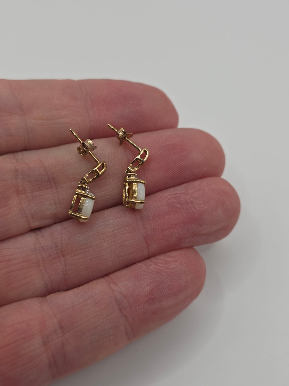 9ct gold opal and diamond earrings