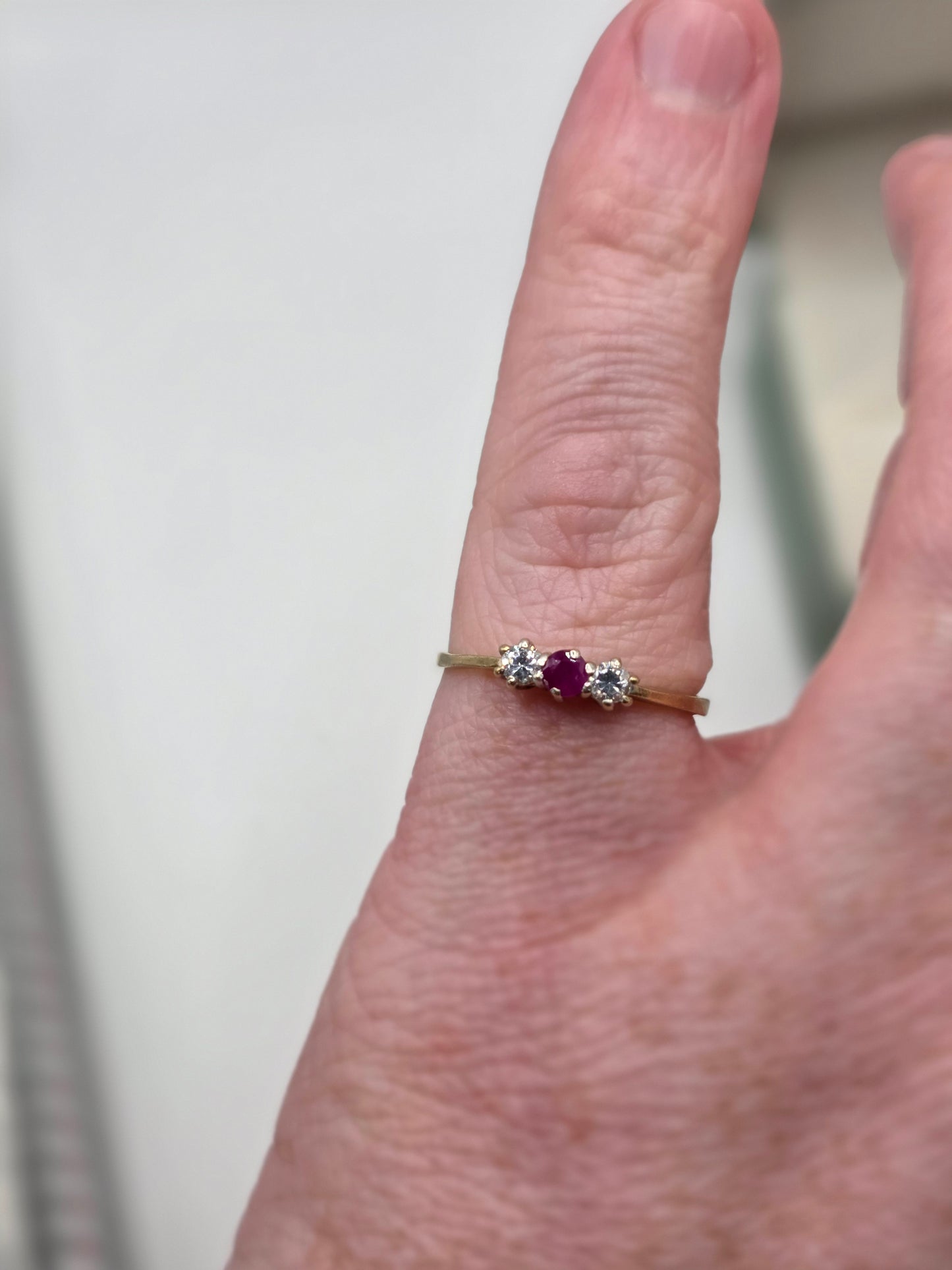 9ct gold ruby and zircon ring