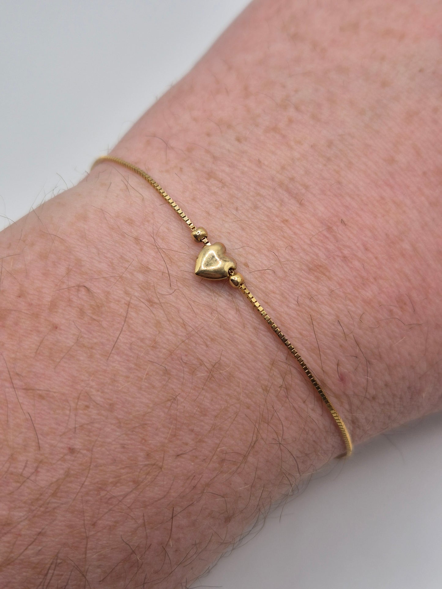 9ct gold heart box link anklet