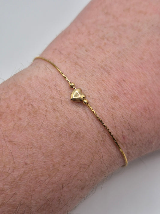 9ct gold heart box link anklet