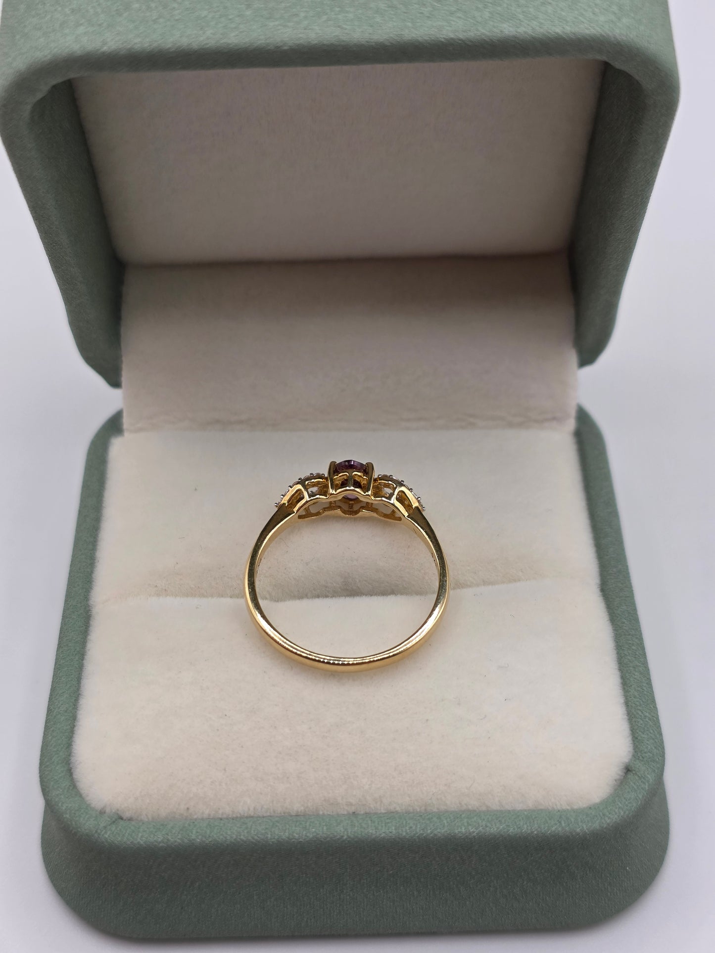 9ct gold tourmaline and zircon ring