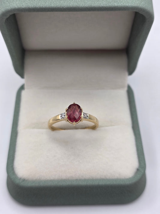 9ct gold tourmaline and diamond ring