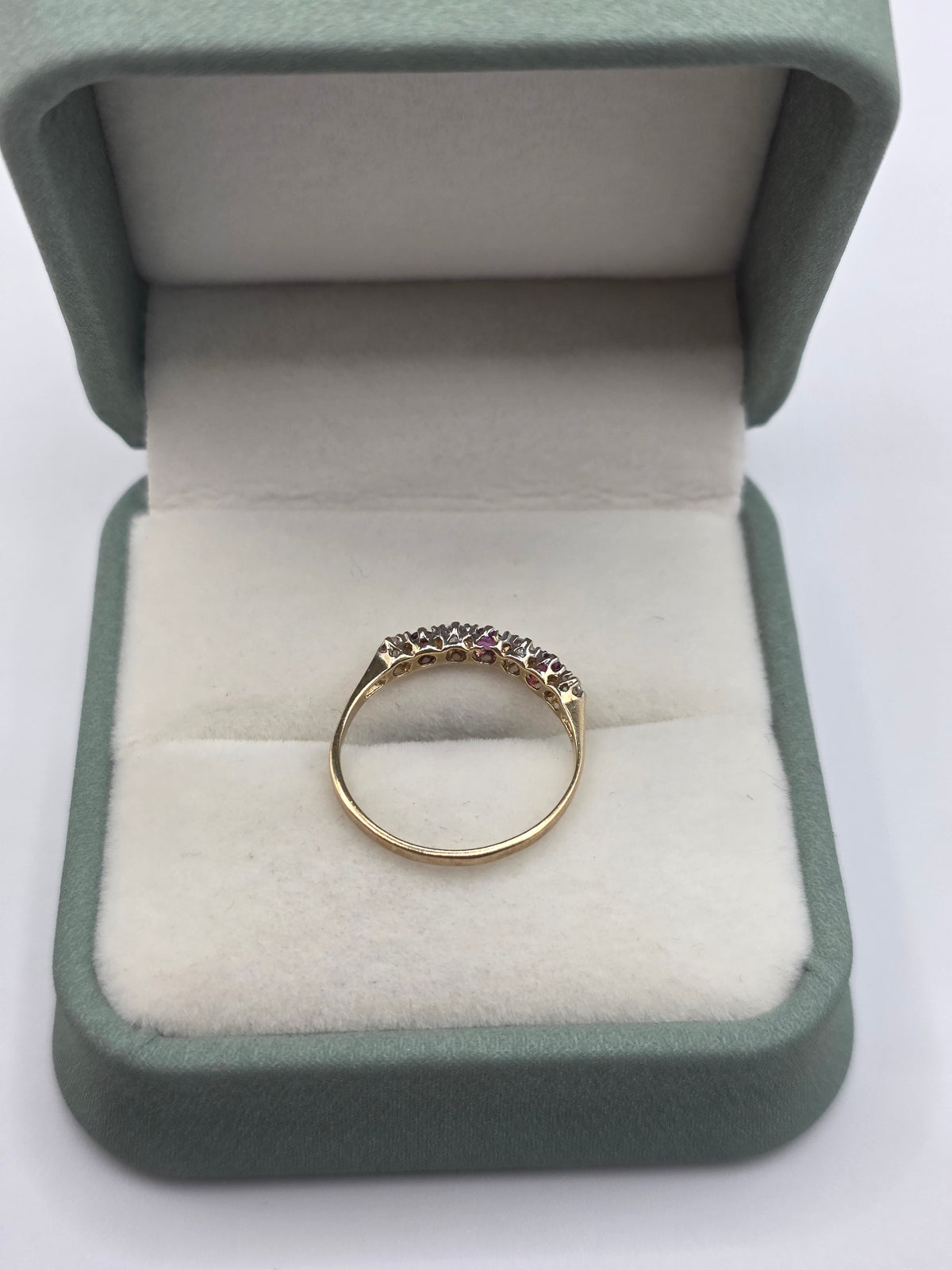 9ct gold ruby and cz ring