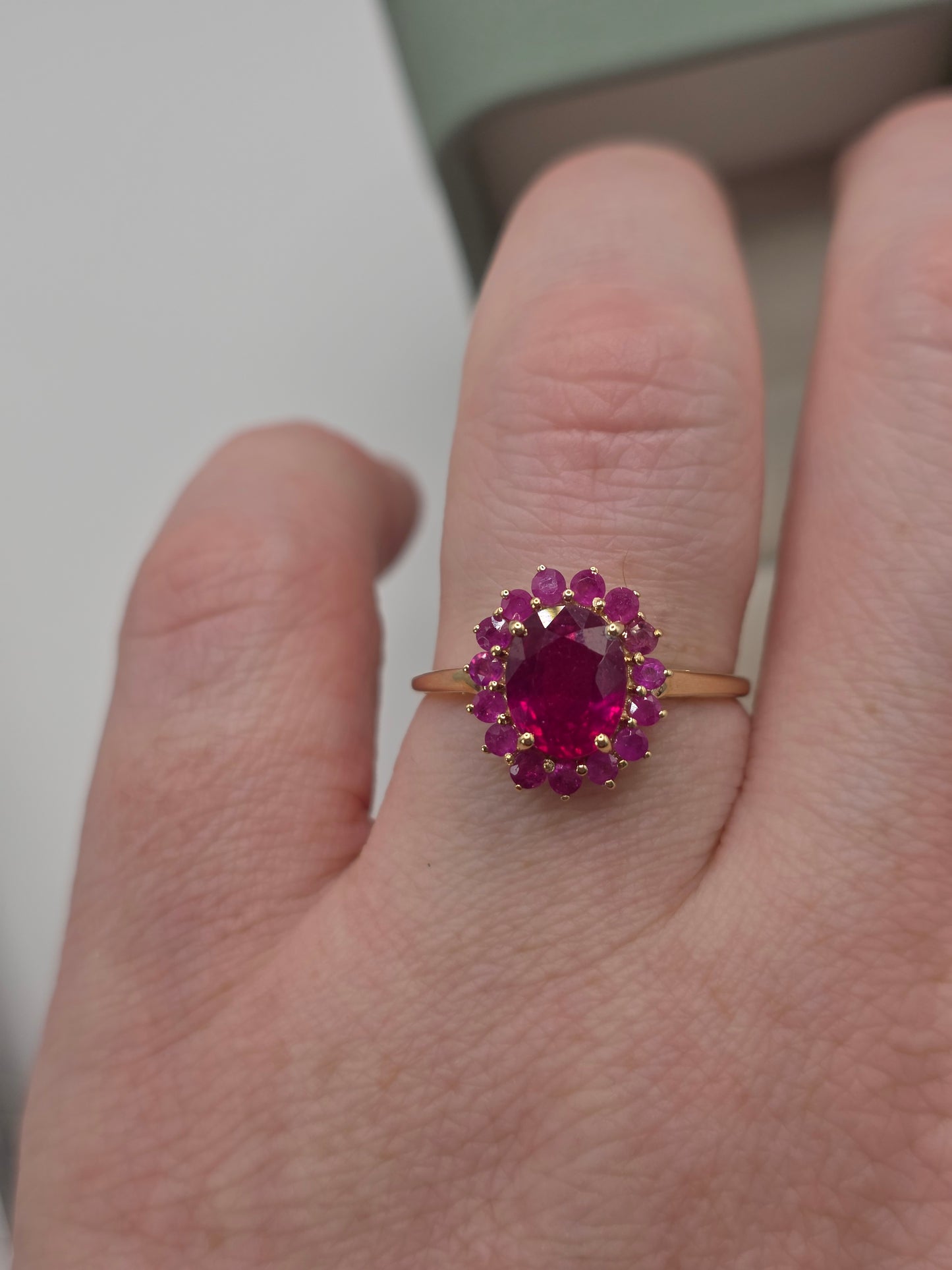 9ct gold ruby cluster ring
