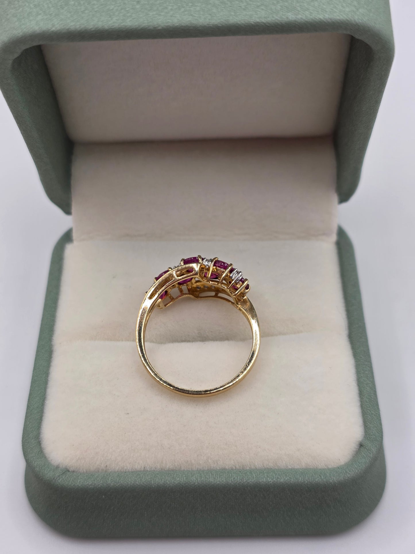 9ct gold ruby and diamond ring