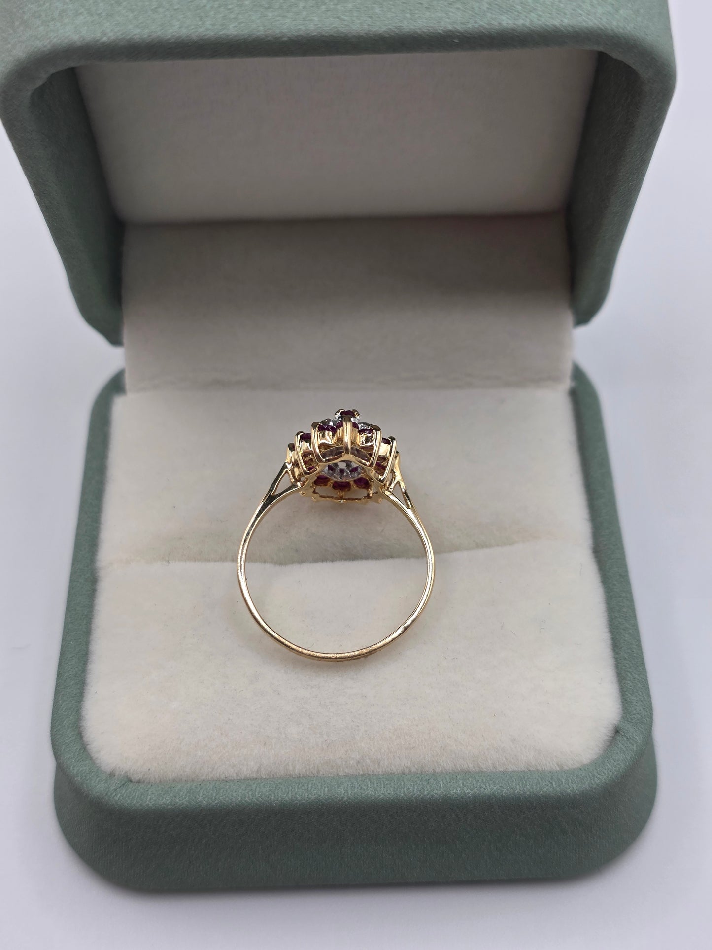 9ct gold ruby and diamond ring