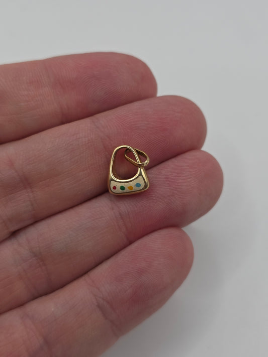 9ct gold enamel handbag charm