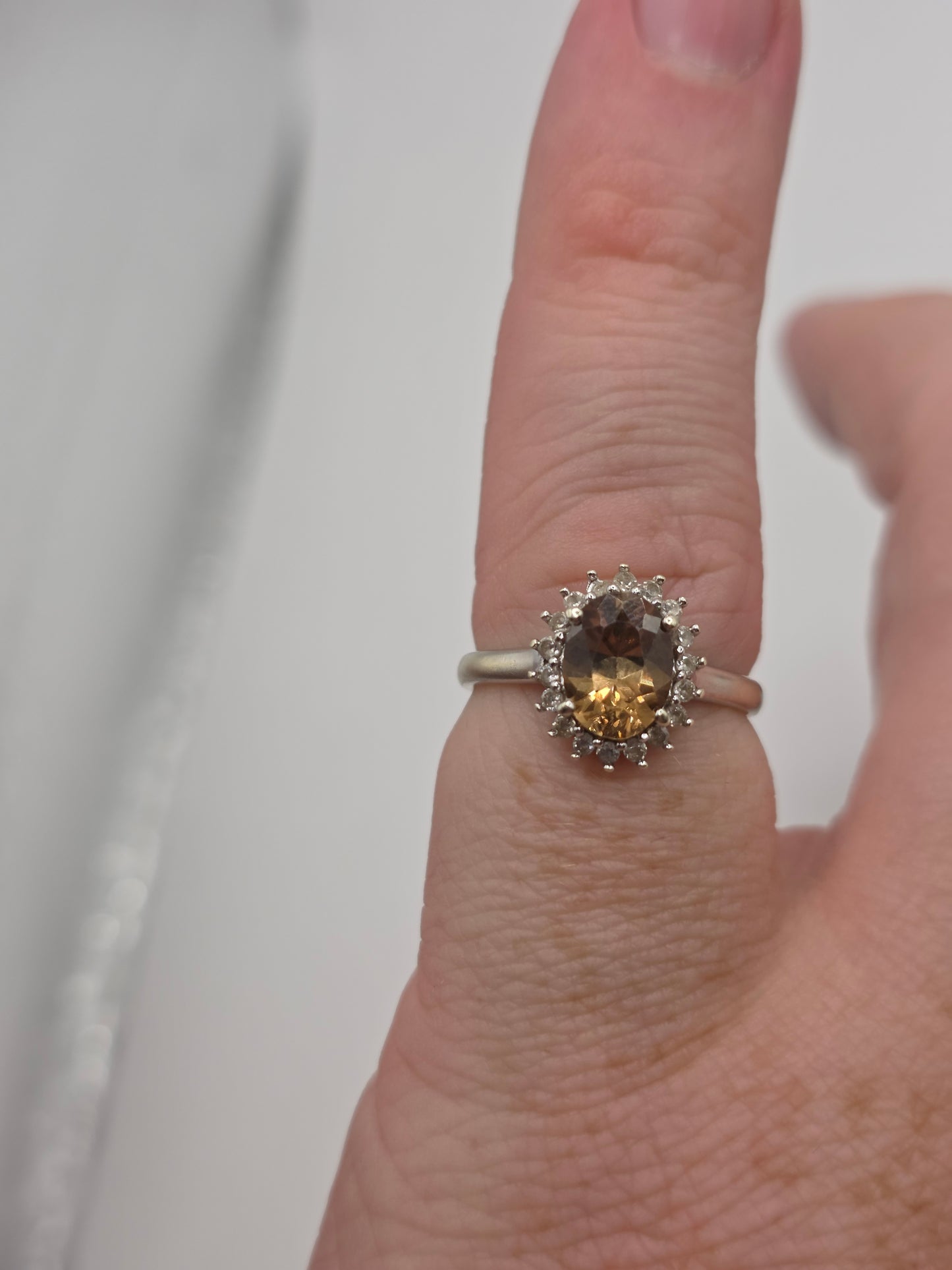 9ct white gold imperial topaz and zircon ring